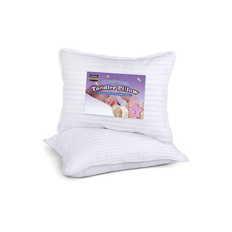 Utopia Bedding Toddler Pillow (White, 2 Pack), 13×18 Toddler Pillows for Sleeping, Soft and Breathable Cotton Blend…