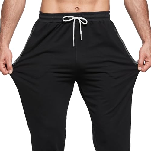 ZOXOZ Men's Cotton Elastic Waist Sports Trousers with Zip Pockets
