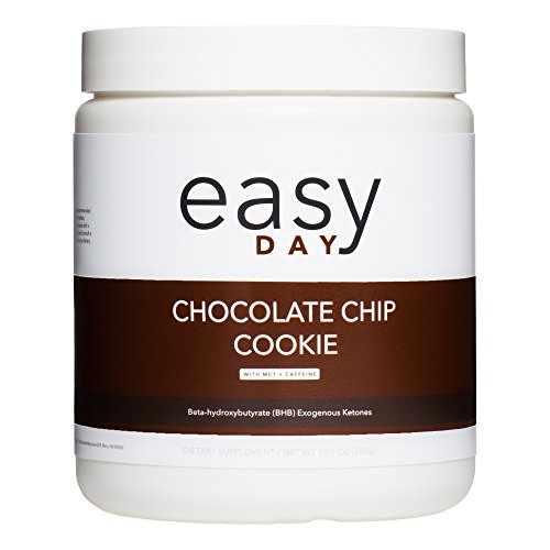 Easy Day Keto- BHB Salts + MCT Oil + Caffeine. Exogenous Ketone Supplement. Perfect to Enter and Maintain Ketosis. Increase Energy, Focus & Burn Fat 10.1 oz (Chocolate Chip Cookie)