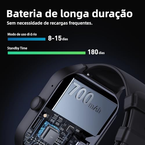 Bettdow smartwatch de 2,01 polegadas possui bateria com duração superior a 15 dias, mais de 120 modos esportivos, resistência à água 1ATM, relogio smartwatch com iOS e Android (Ouro rosa)