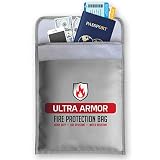 Fireproof Document Bag by EcoGear FX - Durable Non-Itchy Silicone Coated Fire Resistant Money Bag - Perfect Fireproof Safe Storage Bag for Money, Documents, Jewelry and Passport (Large (15in x 11in))