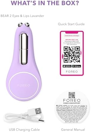 BEAR 2 Eyes & Lips - Massagegerät gegen Falten für sofortige Gesichtsstraffung - Augenmassagegerät - Augenbrauenlifting - Behandlung gegen Augenringe & Lippenpflege - Lavender