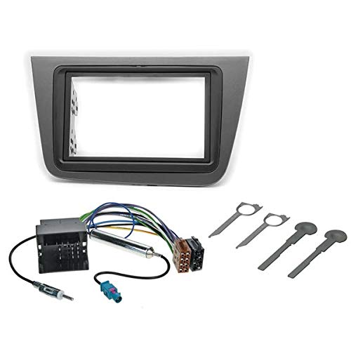 Sound-way 2 DIN in dash car stereo adapter mounting fascia kit compatible with SEAT Altea 2004-2015, Toledo 2004-2009