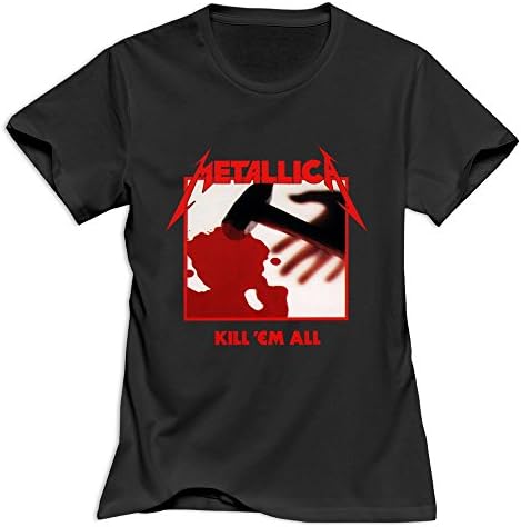 Hoxsin Women's Metallica Logo Kill Em All Funny T Shirt Black US Size M