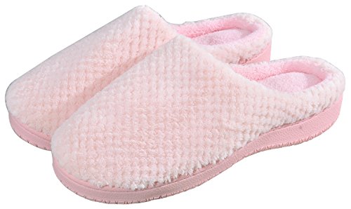 woogwin Women's House Slippers Winter Warm Non-Slip Memory Foam Indoor  Shoes (Small/5-6 B(M) US, Pink)
