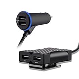 FAGUAN 2.4A 4 USB Port Universal Car Charger for Smartphones (2 Ports for the Front Seat and 2 Ports for the Backseat)