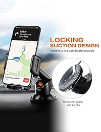 Soporte para teléfono Mpow para coche, almohadilla de gel adherente fuerte y lavable, con montaje para teléfono de coche con tablero de mando diseño con un toque para iPhone 7 7plus 6S 6Plus 5s, Galaxy S5 S6 S7 S8, Google Nexus, LG, Huawei y más, Negro