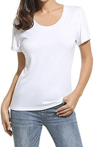 Women's Slim Fit Solid Color Short Sleeve Tee Tops Basic Cotton t-Shirt