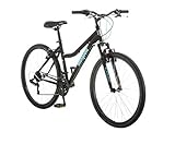 Mongoose 26 inch Excursion Durable Steel Frame Ladies Mountain Bike with Shimano Rear Derailleur- Black/Teal