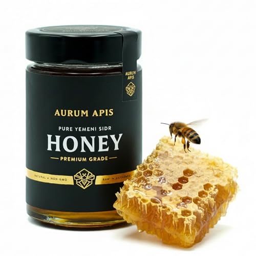 Aurum Apis Natural Unadulterated Yemeni Sidr Honey | 100% Raw Honey | Pure Kyrgyz Sidr Honey | Unpasteurized | Unfiltered | Zero Sugar | Daily Wellness | Healthy Food - 330 gram Jar