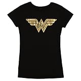Wonder Woman Foil Logo Juniors Tee-Black (X-Large)