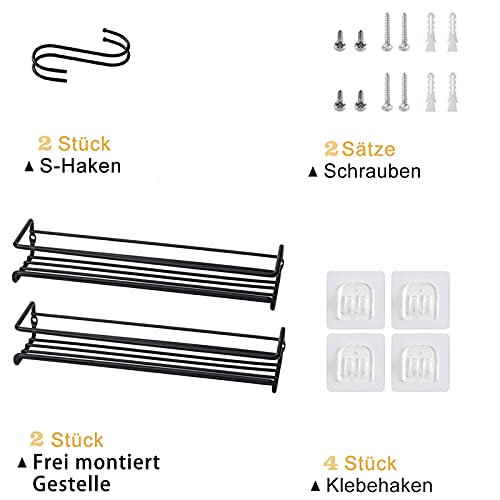 Especiero de cocina autoadhesivo – Estanterías metálicas para especias con 2 estantes – Práctico organizador de especias