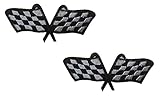 2 small pieces FORMULA ONE FLAG Iron On Patch Fabric F1 Chequered Checkered Grand Prix Motif Applique Race Sports Decal 3 x 1.3 inches (7.5 x 3.3 cm)
