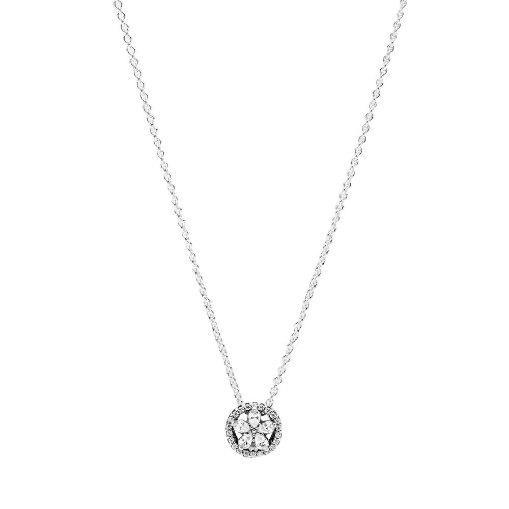 Pandora Sterling Silver Sparkling Snowflake Necklace 45cm, 45 cm, Metal, Cubic Zirconia