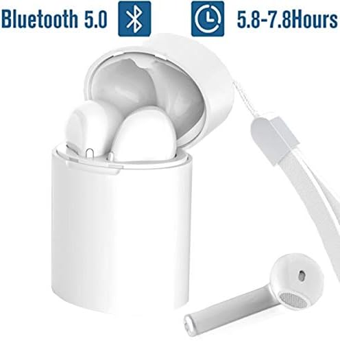 LarKoo Wireless Siri Bluetooth 5.0 Earbuds with Charging Box Wireless Headphones Bluetooth Headset Earphones Siri Next Song Control for iPhone,Android Other Smart Devices (White)