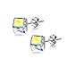 Hypoallergenic Sterling Silver Cube Stud Earrings with Aurora Boreali Crystals from Austria Valentines Day Gifts for Her Fine Jewelry Gifts for Women (Aurora Boreali)