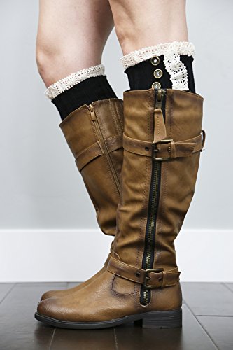 Boot Cuffs Vintage 3 Button Style Women's Boutique Socks Brand by Modern Boho Black