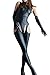 Velius Women's Sexy PU Leather Front Zipper Crotchless Cosplay Bodysuit Outfit Lingerie Clubwear (Medium) Black