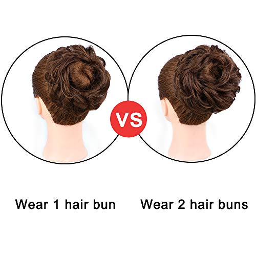MORICA Messy Bun Hair Scrunchies 2PCS Messy Bun Hair Piece for Women Curly Wavy Scrunchy Updo Bun Extensions(Color:2/30#) - Thumbnail 6