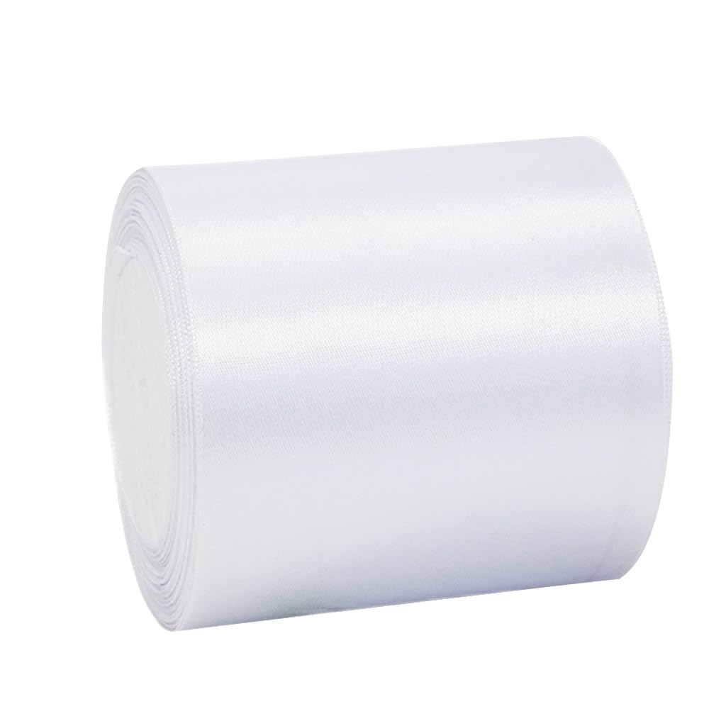 Wide White Satin Ribbon 75mm (2.9 Inch) for Gift Wrapping, 22m Thick Silk Ribbon for Crafting, Union Jack British, Wedding Car, Hair Bows, Bouquets, Cake Decorations
