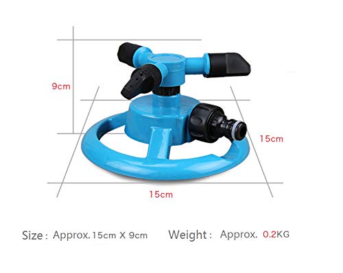 Easyflower Pratical Home Supplies Durable Rotary Three Arm Water Sprinkler Lawn Sprinklers Water Sprinkler for Garden Lawn Kids Play
