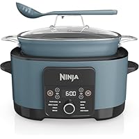 Ninja Foodi PossibleCooker, 8-in-1 Slow Cooker with Removable Non-Stick Pot, Steaming Rack, Integrated Spoon & Glass Lid, Slow Cook, Sear, Braise, Steam & more, 8 Portions, 8L, Sea Salt Grey MC1001UK