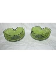 Home: Vintage Indiana Olive Green Glass Candle Holders - Anchor Hocking