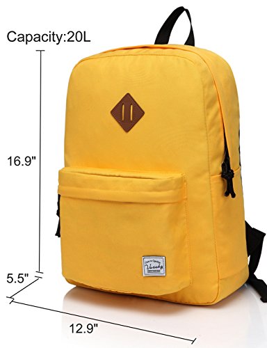 Vaschy Lightweight Backpack, Classic Basic Waterproof Foldable Daypack for Sports and Traveling,School Book Bag for Teens Gold