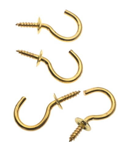 Stanley Hardware S759-040 CD8481 Cup Hooks in Bright Brass, 4 pack