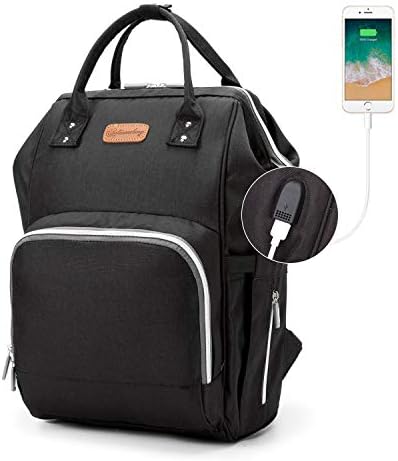 Nappy Changing Bag, Ramotto Baby Diaper Rucksack Backpack Waterproof, Large Capacity, Stylish for Baby Care (Black)