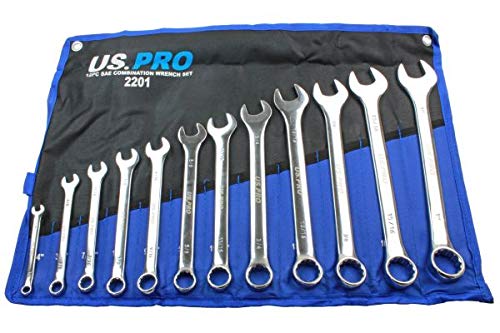US PRO 11pc Imperial/SAE/AF Combination Spanner Wrench Set 3/8" - 1" 2201