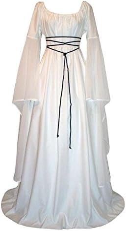 chimikeey Womens Renaissance Medieval Irish Costume Over Dress Gothic Victorian Dress