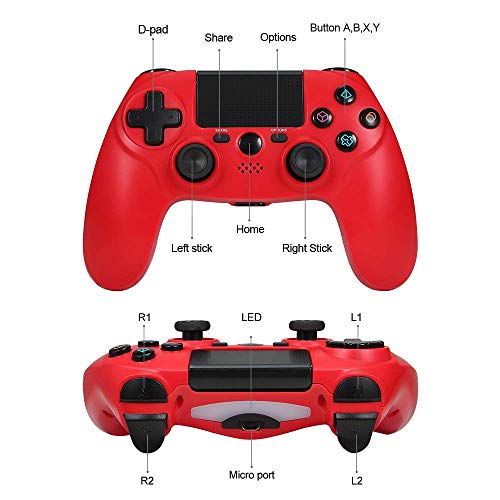 Maliralt PS4 Wireless Controller LP18 DualShock 4 Bluetooth Wireless Controller for Playstation 4, Rechargeable PS4 Gamepad with Touch Pad, Light Bar and 3.5m Audio Jack - Red (Third Party Made) - Thumbnail 6
