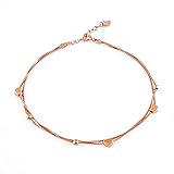 J.Rosée 925 Sterling Silver Summer Simple Double Chain Heart Bead Anklet/Bracelet with Equisite Present Packaging(16cm+3)