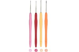 MTGHYARE 4 Pieces Small Sizes Crochet Hooks Hair Needles Lace Crochet Hooks 1 mm, 1.25 mm, 1.5 mm, 1.75 mm Ergonomic Soft Handle Thread Crochet Hook Lace Crochet Knitting Needles