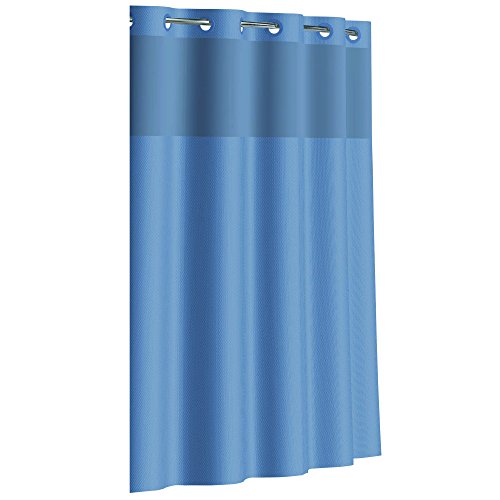 Hookless Rbh80My049 Fabric Shower Curtain With Built In Peva Liner Midnight Dobby Pique