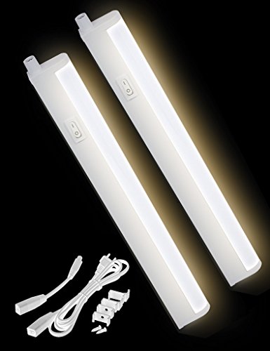 LED Concepts Under Cabinet Linkable LED T5 Light Bar – Ultra Slim, Cool-Touch Design – Great for Kitchen Counter Lighting (12″ Inch -2PK,Warm White)