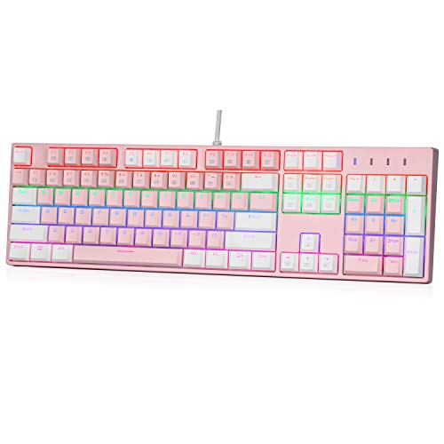 E-Yooso Mechanical Gaming Keyboard, PBT Special Edition, Multi-Color LED Backlit USB Wired with Outemu Blue Switches