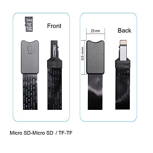 OUSHE 46cm TF/Micro SD to Micro SD Extension Cable Flexible 4 8 16 32GB TF Memory Card Reader Adapter Zip Extender Cord for MacBook/Kindle/Raspberry Pi/Camera/Arduino/3D Printer/Monitoring System/TV
