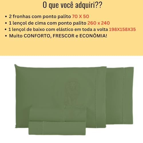 Cottonluxury Jogo de Lençol 4 peças 600 Fios Egípcio 100% Algodão Grampo Longo com Toque Acetinado - Não agride o Ambiente (Verde-Guardião, Queen)