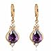 YAZILIND Elegant Unique Design 14K Gold Filled Inlay Teardrop Cubic Zirconia Dangle Drop Earrings for Women (Purple)