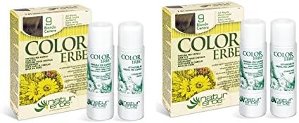 Natur Herbs – Color Herbs Ash Blonde N.9 – 2 Packs Of 60 ml Free of Ammonia, sulpho-resorcinol, Nonoxynol, S.L.S and Nickel tested