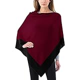 Celeste Ladies Colorblock Cashmere Blend Travel Wrap Poncho, Sequoia/Black, One Size