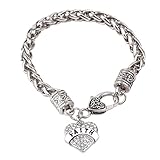Bling Stars Mother's Day Gift for Mom Bracelet Clear Crystals Lobster Claw Heart Bracelet
