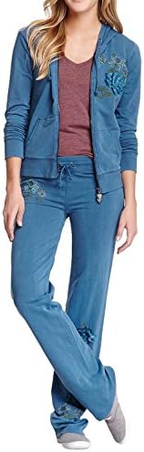 Vertigo Paris Women's Wash Flower Applique Lounge Jog Set - Wash/New Teal - Large