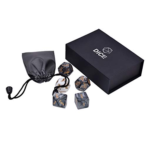Bantie 5 PCS Adult Sex Dice- Including 36 Position Instructional Booklet-for Couple Adult Lover Sex Love Game Toy Dice-Black Gift Boxed -Black