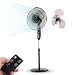 Aigostar Lewis - 16" Standing Fan, Electronic Oscillating Pedestal Fans with Remote Control, Pedestal Floor Fan for Whole-Room Cooling, 3-Mode &3-Speed & 7.5H Timer, Black