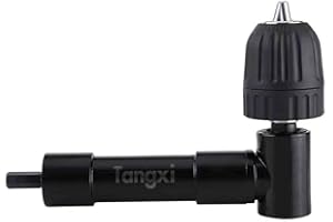 TANGXI 90 Degrees Right Angle Bend Extension Cordless Drill Attachment Adapter，8mm Hex Shank Power Electric Drill Tool, 0.8-10mm Jaw Chuck Range.