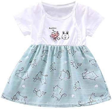 fasloyu Baby Girls Cartoon Cat Print Flower Dress Princess Dresses