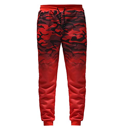 AgrinTol Mens Sports Pants, Fashion Men's Outdoor Packwork Camouflage Black Splicing Drawstring Trousers Pants